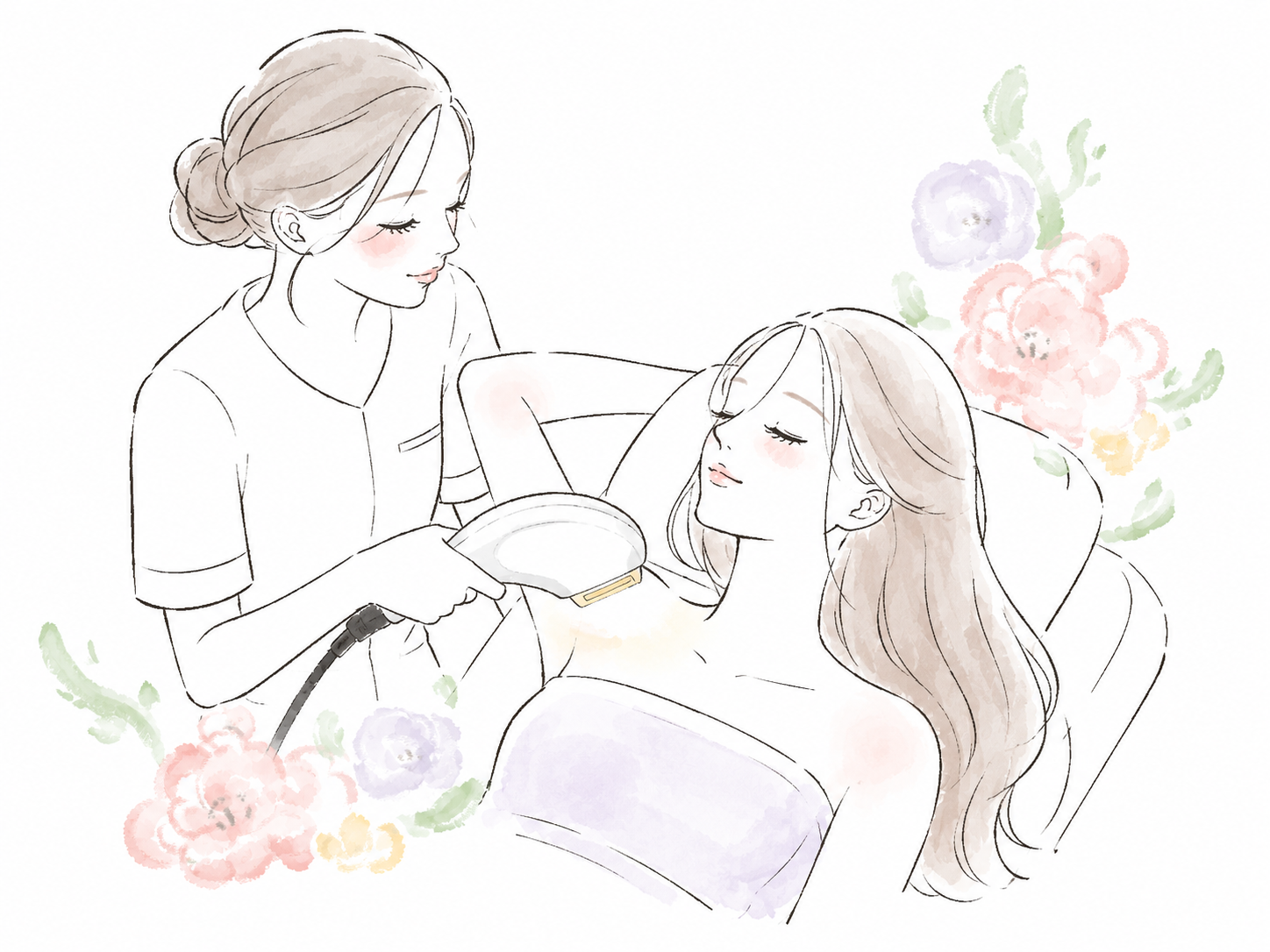 医療脱毛の施術を受ける女性のイラスト