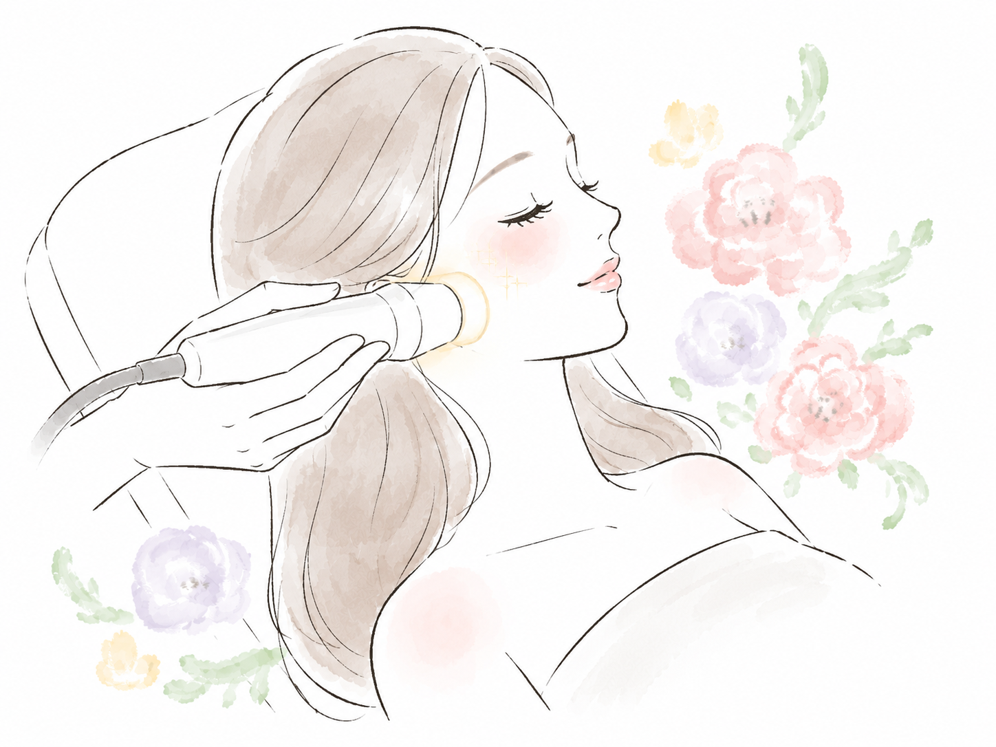 美肌治療（フェイシャル）を受ける女性のイラスト